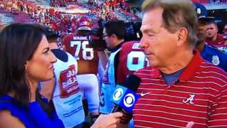 Nick Saban Gets Sassy With Sideline Reporter For Absolutely No Reason At All, Fans React