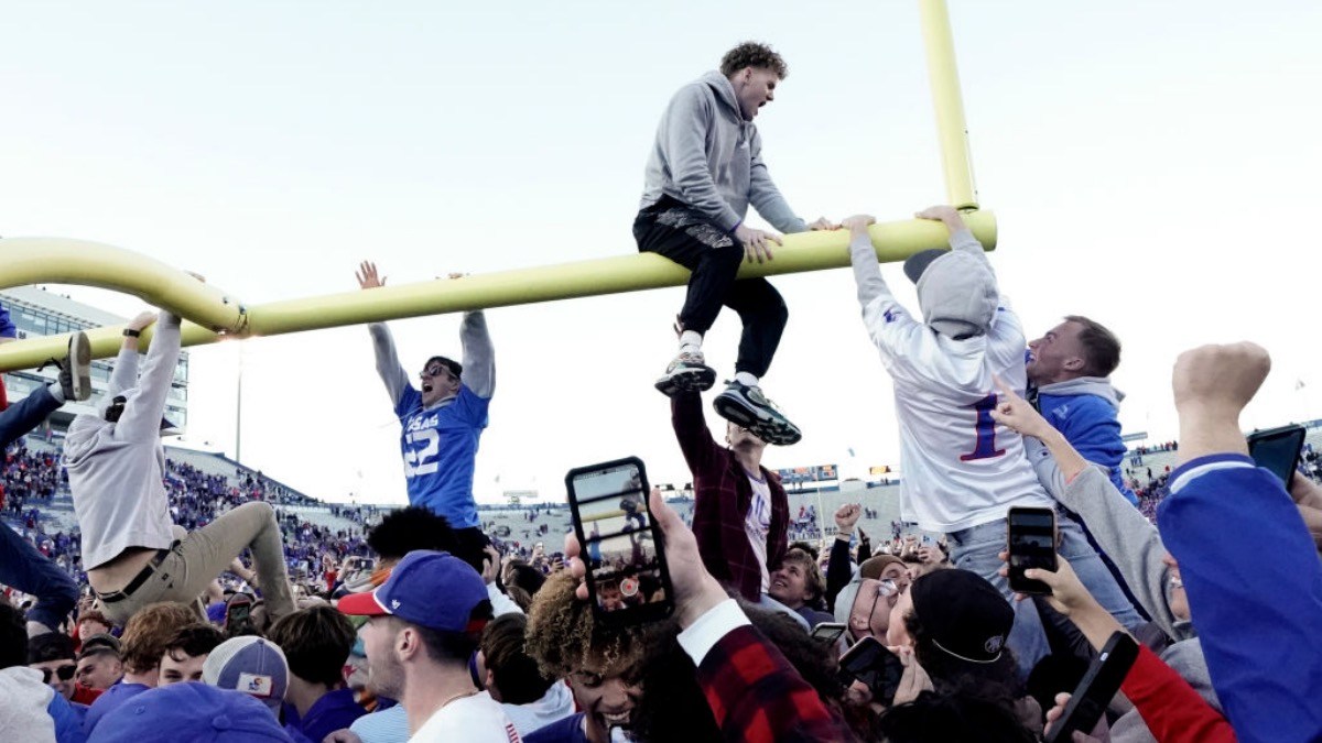 Kansas Football Fans Take Down Goal Posts To Celebrate Bowl Eligibility