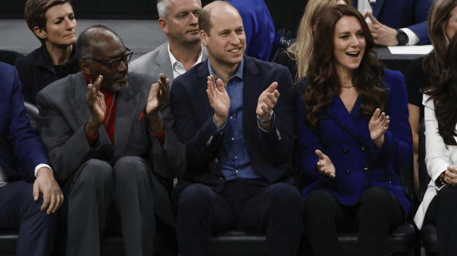 Prince William and Kate Middleton sit courtside at the Celtics game.