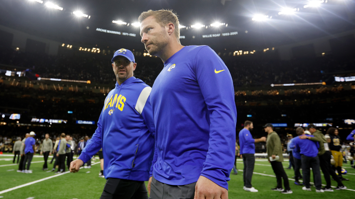 Sean McVay takes nasty hit to the head after being blindsided by Rams  player running onto field