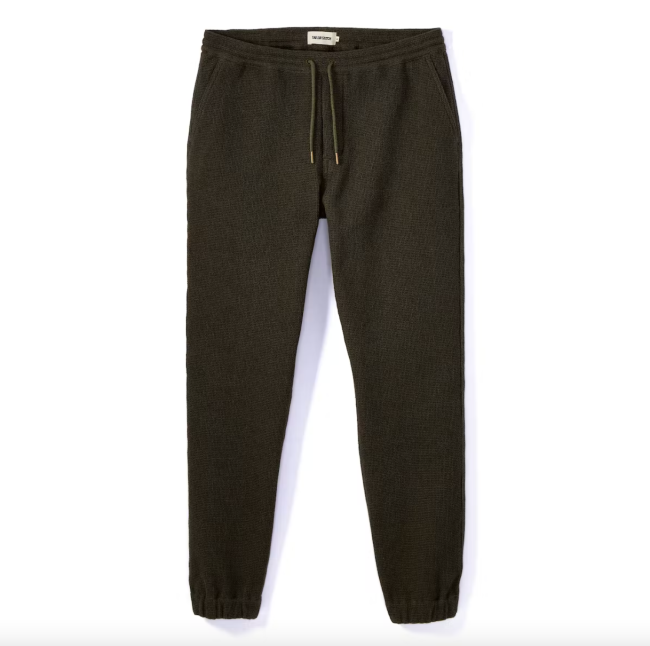 Taylor Stitch Apres Pant in army heather waffle on sale at Huckberry