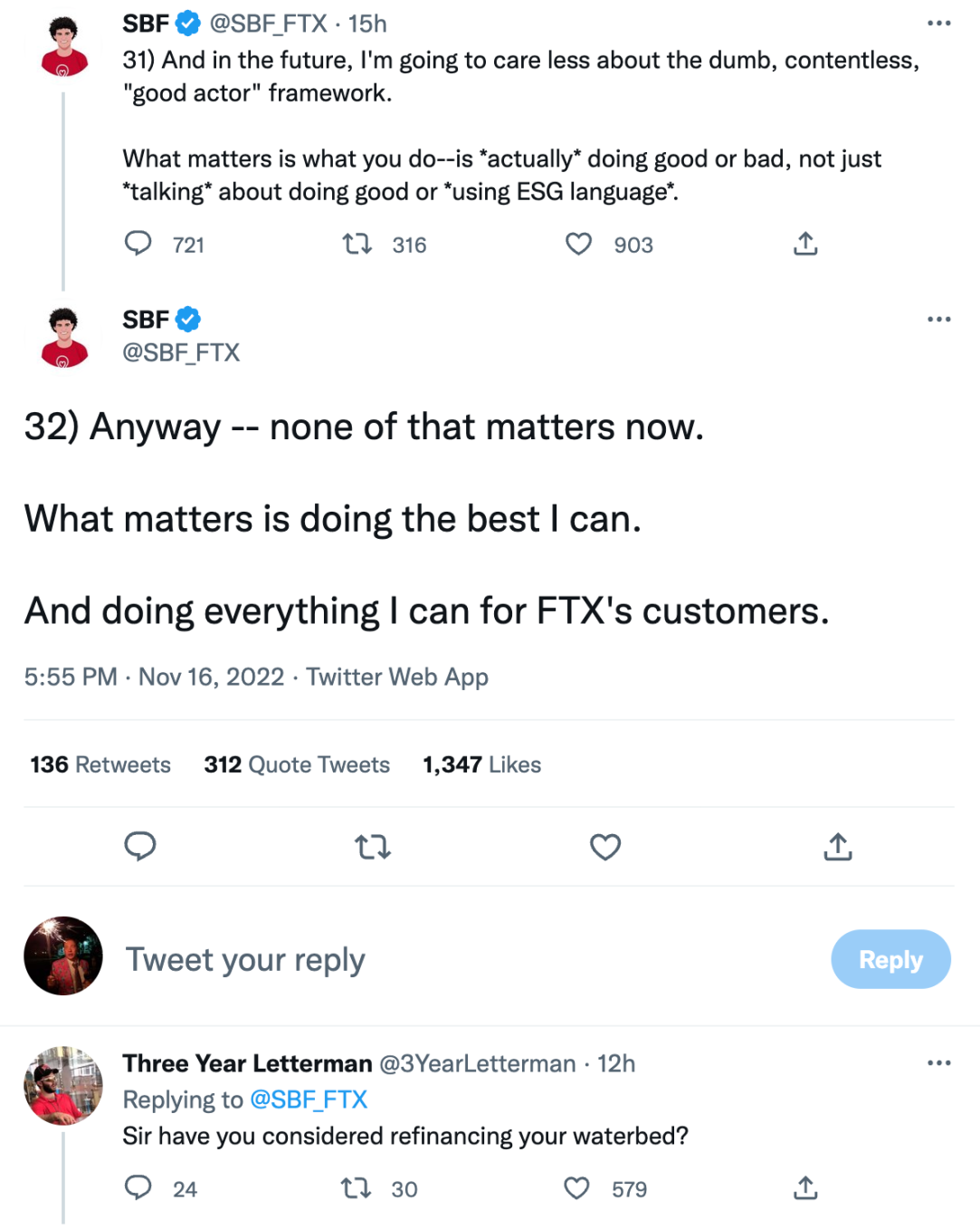 Sam Bankman-Fried Tweets About rebuilding FTX CEO