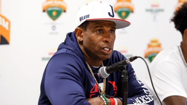 Deion Sanders at a press conference