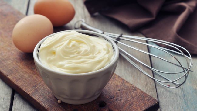 Homemade mayonnaise eggs whisk bowl