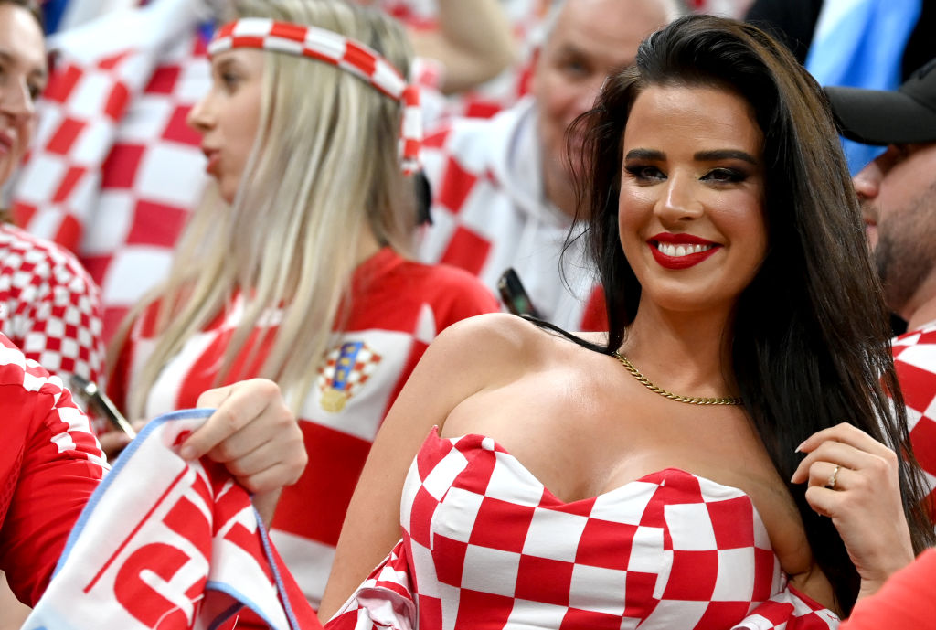 Ivana Knoll watching Croatia during World Cup 