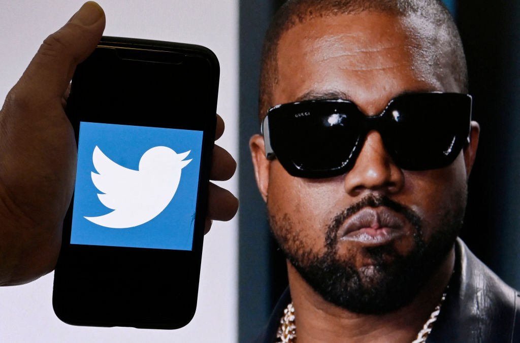 Kanye West using Twitter application