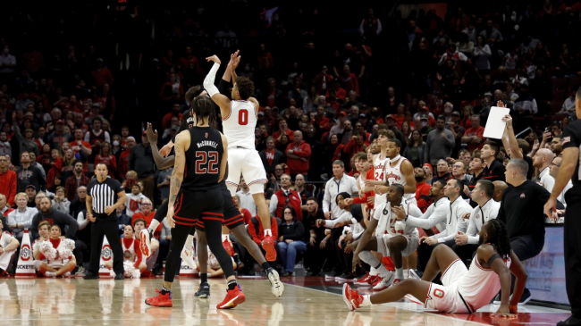 Tanner Holden hits a buzzer beater for Ohio State.