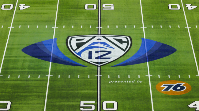 An overview of the PAC 12 logo at the championship game.