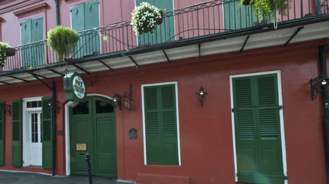 A view from outside of Pat O'Briens in New Orleans.