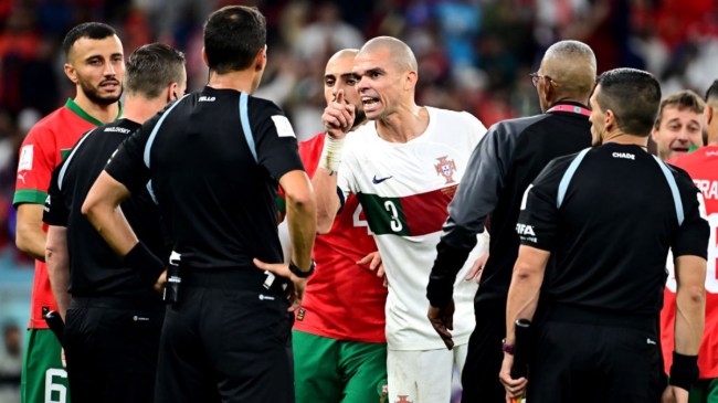 Pepe yelling at the referee