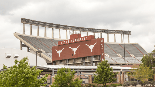 A view from outside the Texas Longhorns' football stadium.