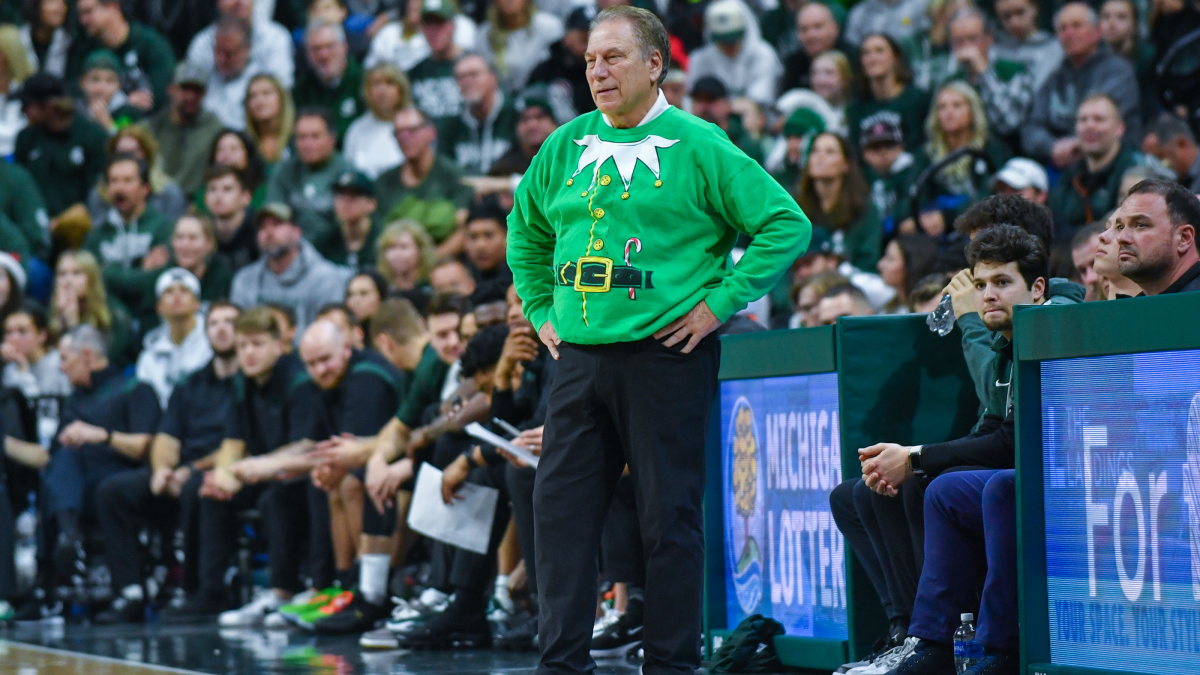 Tom Izzo Gets T'd Up While Wearing An Elf Sweater