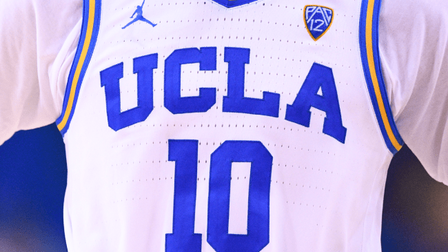 UCLA logo across the front of a basketball jersey.
