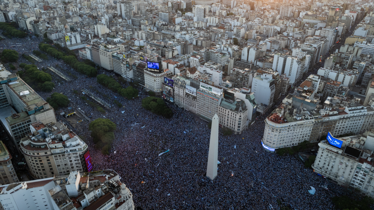 drone footage Buenos Aires World Cup celebration
