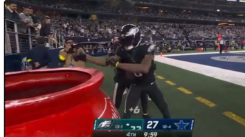 Eagles’ Devonta Smith ‘Robs’ Salvation Army Kettle During TD Celebration