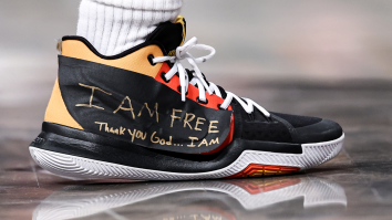NBA Fans Mock Kyrie Irving For Covering His Nike Shoe Logo With ‘I Am Free’