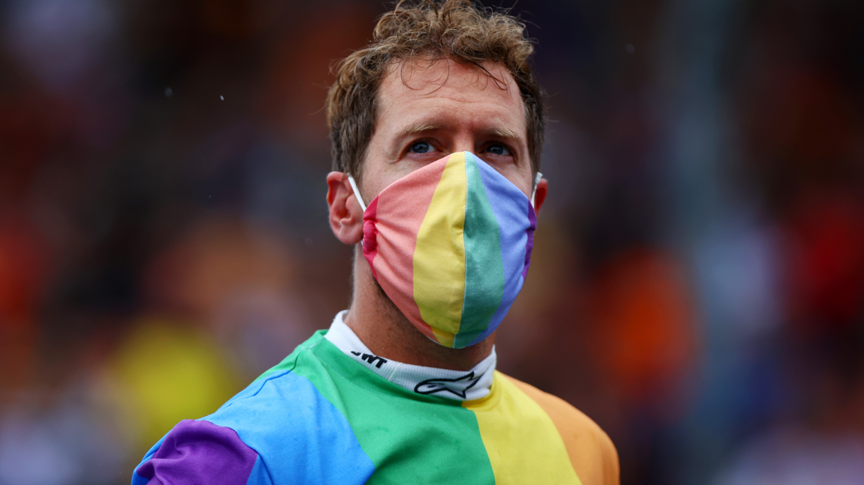 Sebastian Vettel Formula One driver rainbow shirt