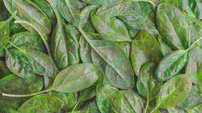 spinach with psychedelic pattern