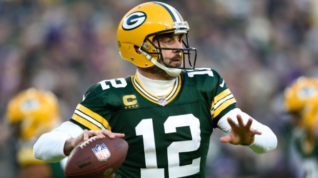 Aaron Rodgers throwing the ball