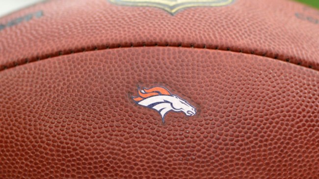 Denver Broncos logo on a football