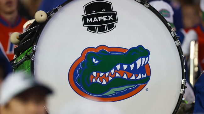 A Florida Gators logo on a drum.