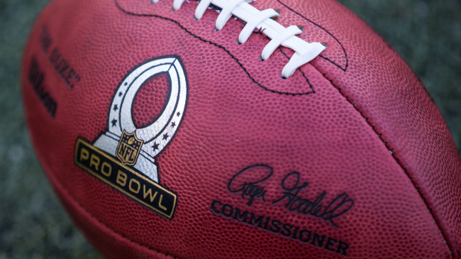 A football with a Pro Bowl logo.