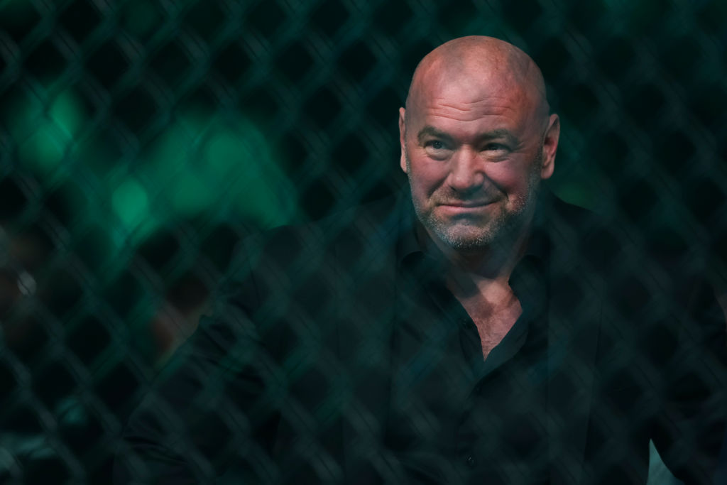 Dana White watching from the cage