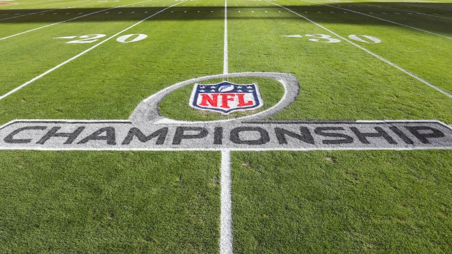 NFL AFC Championship game logo on football field