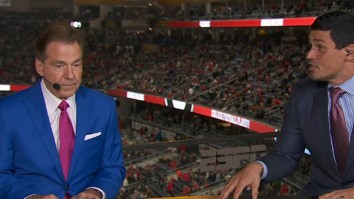 Nick Saban Looked Sick To His Stomach When David Pollack Said Georgia Was Taking Over College Football During Halftime Show