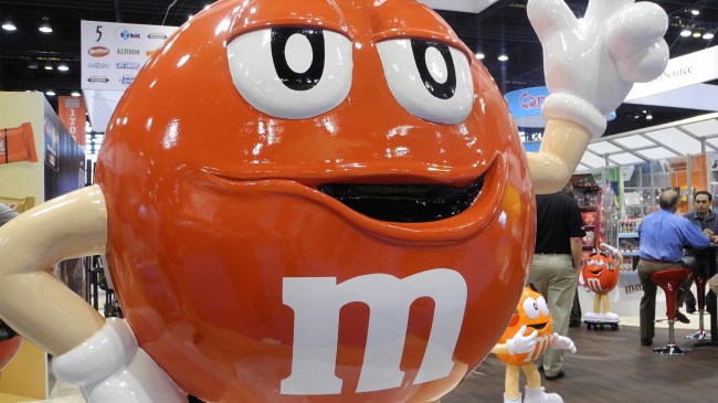 Orange M&M's mascot statue