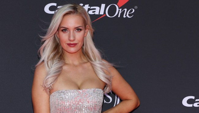 paige spiranac in a dress on red carpet