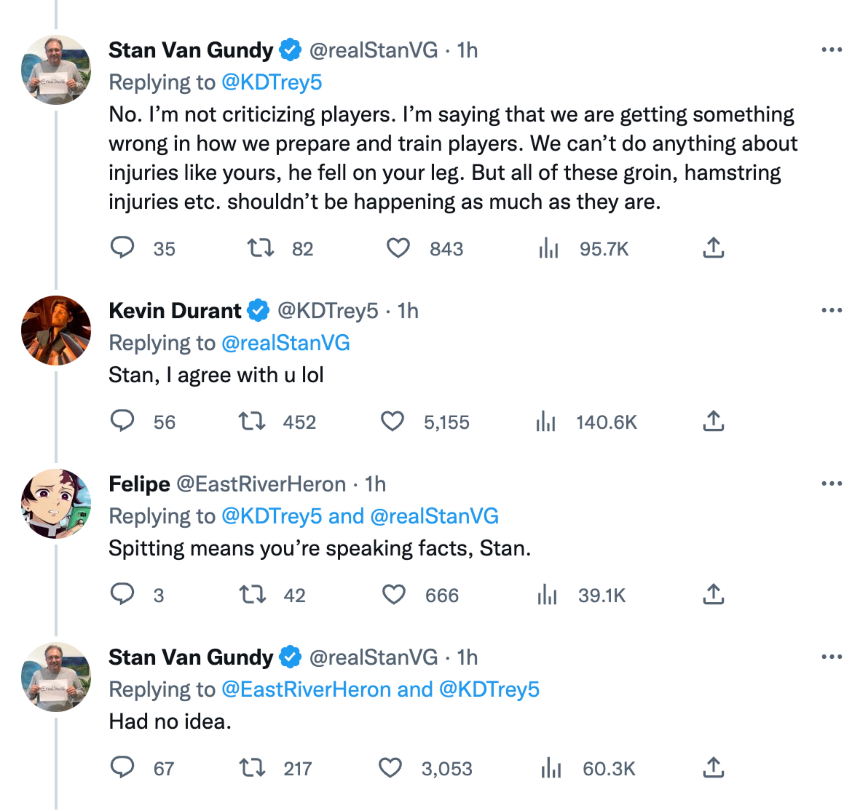 Stan Van Gundy and Kevin Durant twitter exchange