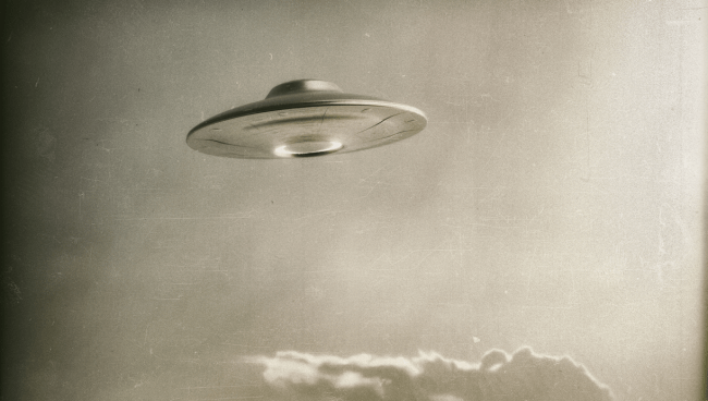 ufo black and white photo