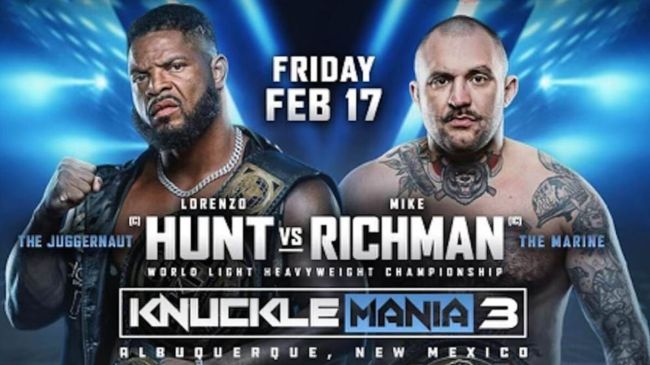 BKFC KnuckleMania 3 poster featuring Lorenzo Hunt and Mike Richman