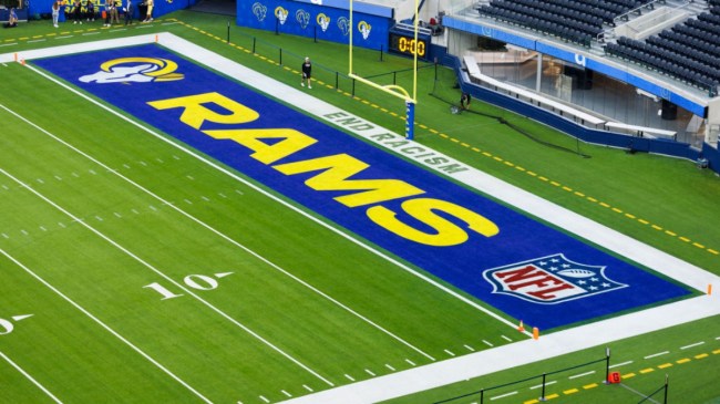 Los Angeles Rams logo in endzone