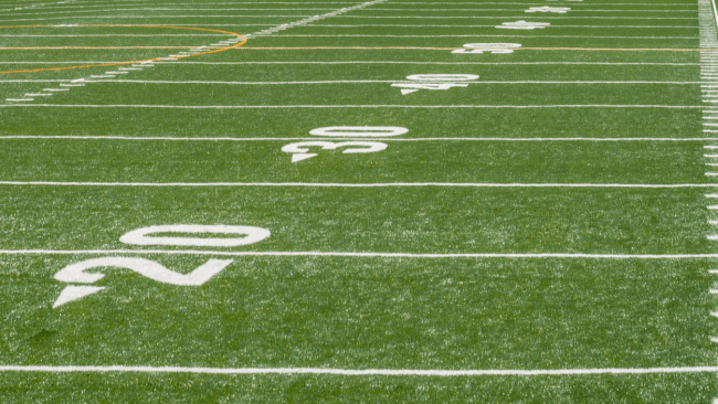 A view of a football field.