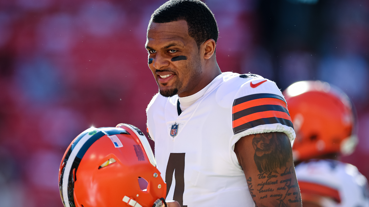 Cleveland Browns QB Deshaun Watson, Bernie Kosar, supports