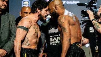 Diego Sanchez Gets Heated With Former Boxing Champ Austin Trout During Intense Faceoff At BKFC Knucklemania 3 Weigh-Ins