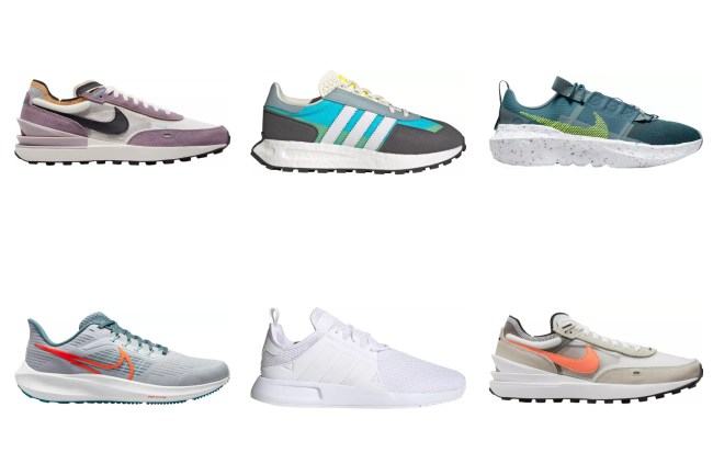 A composite photo of Nike and adidas sneakers that are on sale via Going Going Gone