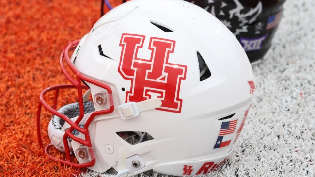 A Houston Cougars logo on a helmet.
