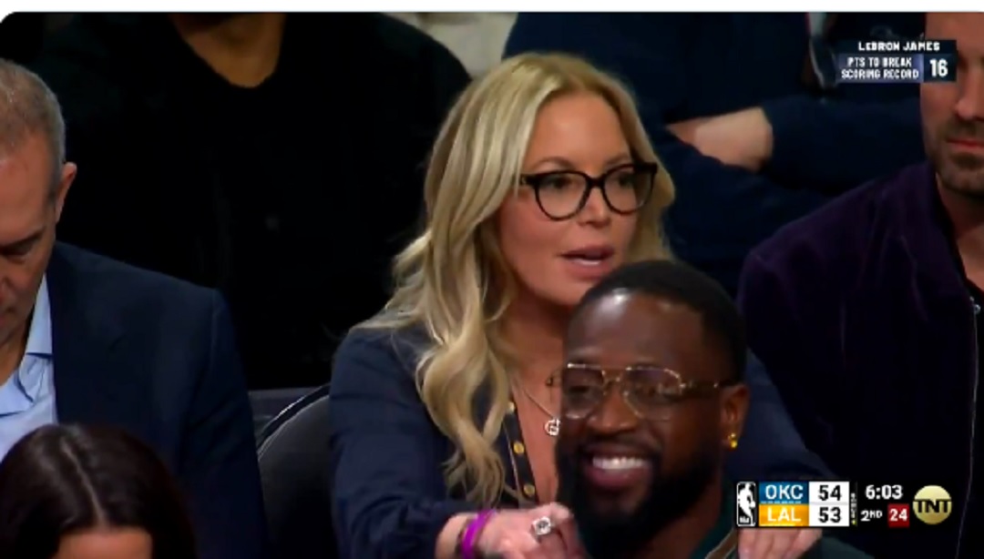 Jeanie Buss on the sidelines
