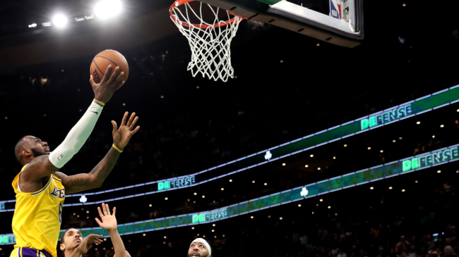 LeBron James shoots the basketball.