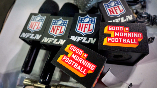 NFL Network logos on microphones.