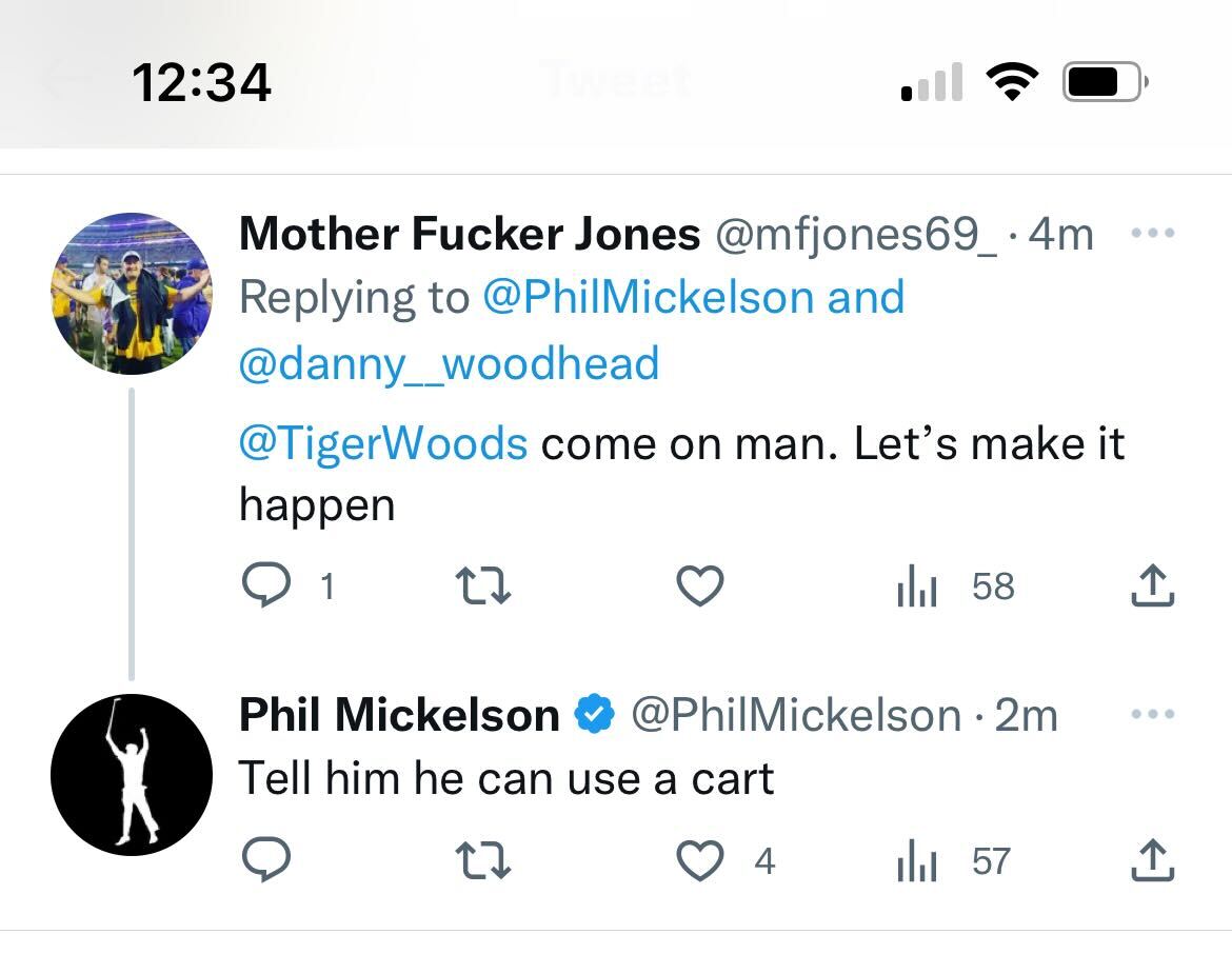 Phil Mickelson tweets about Tiger Woods