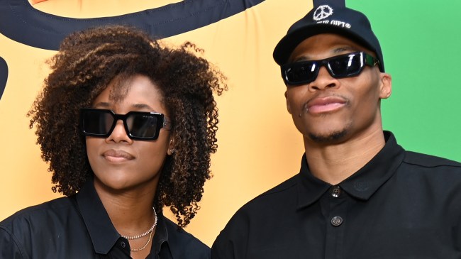 Russell Westbrook and his wife Nina at Paris Fashion Week