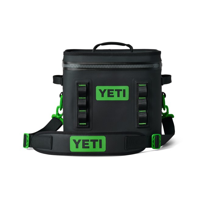 YETI Hopper 12 soft cooler in bright canopy green color and black