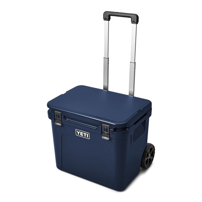 Picture of the YETI Roadie 60 Wheeled hard cooler in blue color.