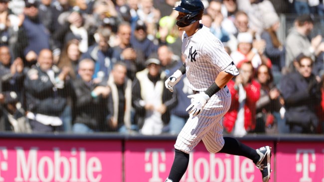 Aaron Judge rounds the bases after hitting a home run on opening day.