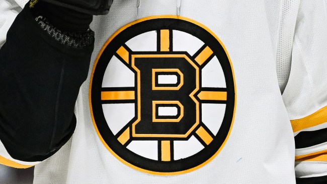 Boston Bruins logo on jersey