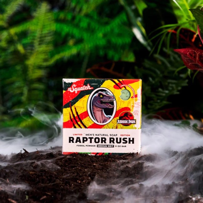 Dr. Squatch Raptor Rush Jurassic Park soap bar